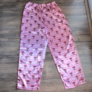 Texas Tech Pink Silky Pajama pants red logos L